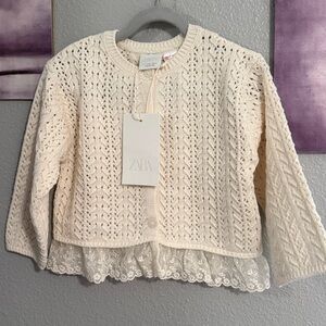Zara romantic knit cardigan girls 1.5 years new cotton